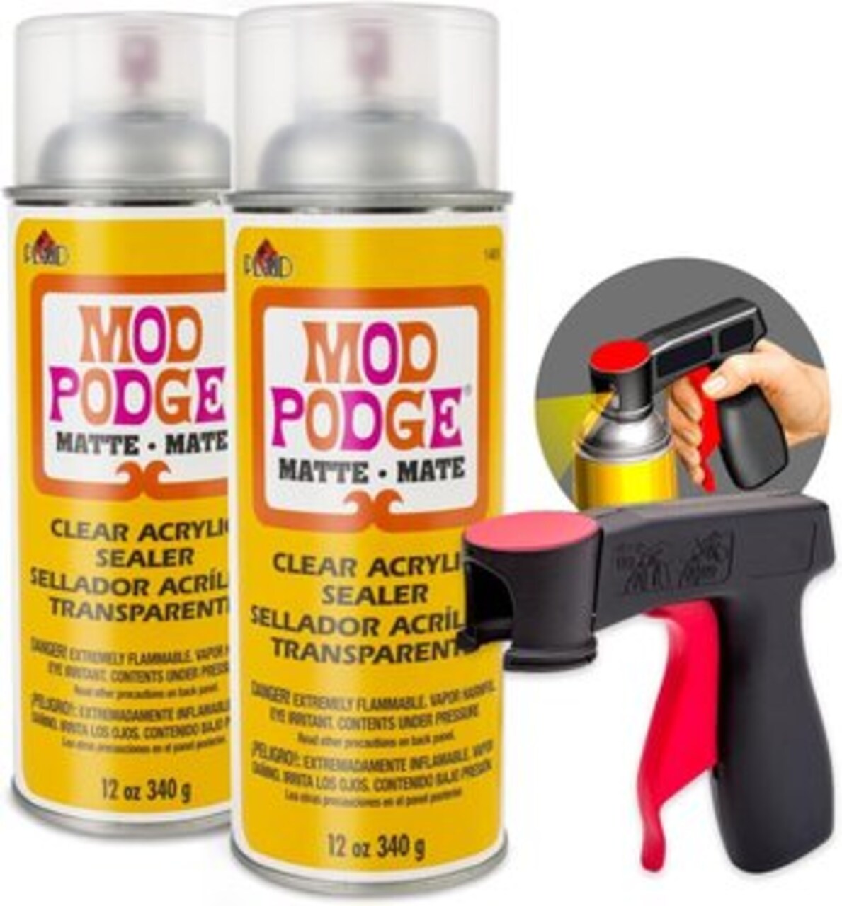 Mod Podge Spray Acrylic Sealer Matte 2-Pack, Clear Coating Matte Paint Sealer Spray, Spray Can Sprayer Handle